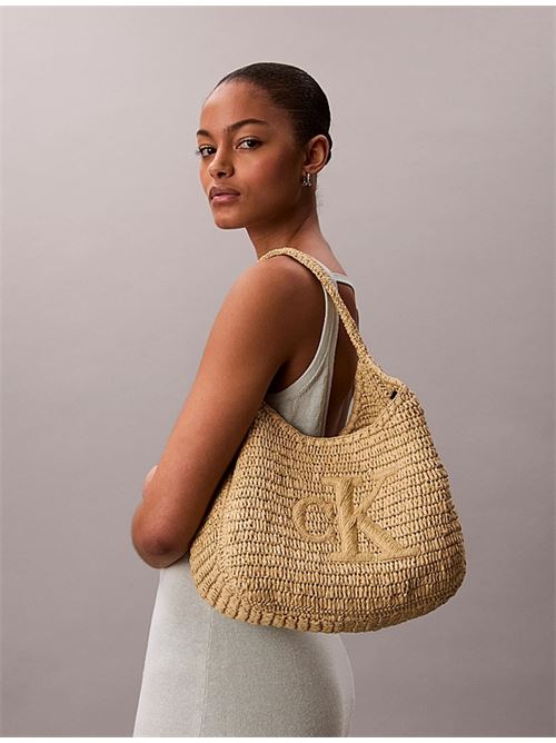 bold ck raffia lg shoulder bag CALVIN KLEIN | LV04F3448G0EI
